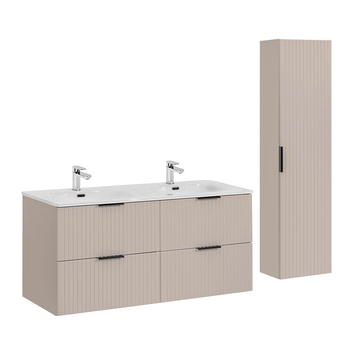 BADMÖBEL Adriel 2er-Set Beige - Beige, Holzwerkstoff (120.4/57/46cm) - Petits-meubles