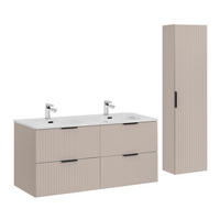 BADMÖBEL Adriel 2er-Set Beige - Beige, Holzwerkstoff (120.4/57/46cm) - Petits-meubles