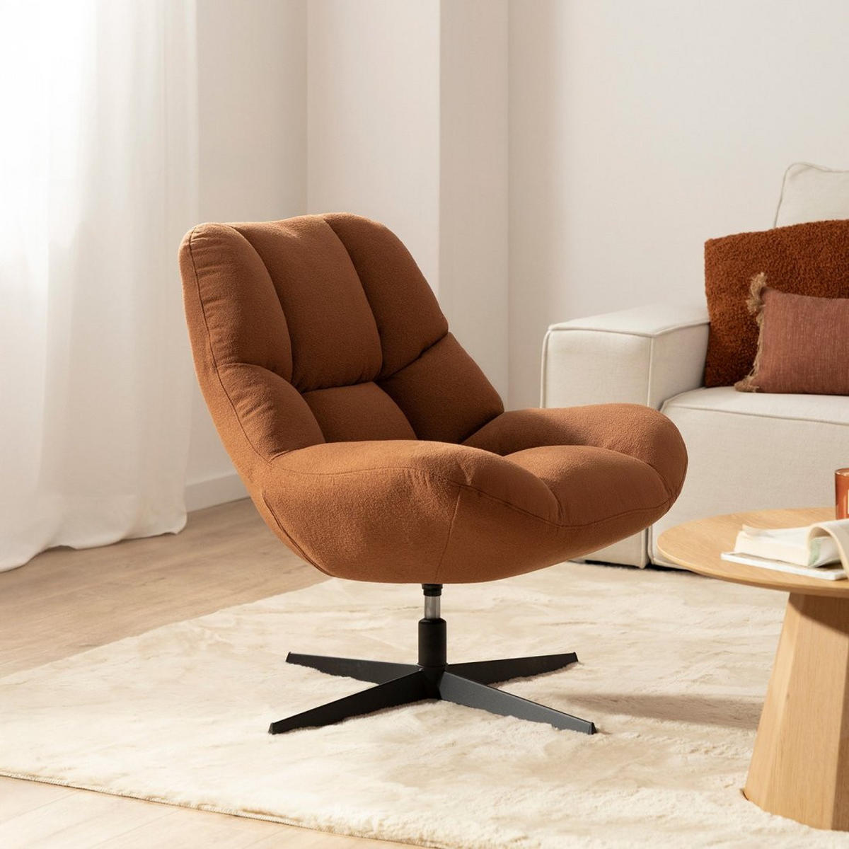 DREHSTUHL Kato Terrakotta / Orange 77 cm x 86 cm - Terracotta, Textil (77/86/80cm) - Klast Home