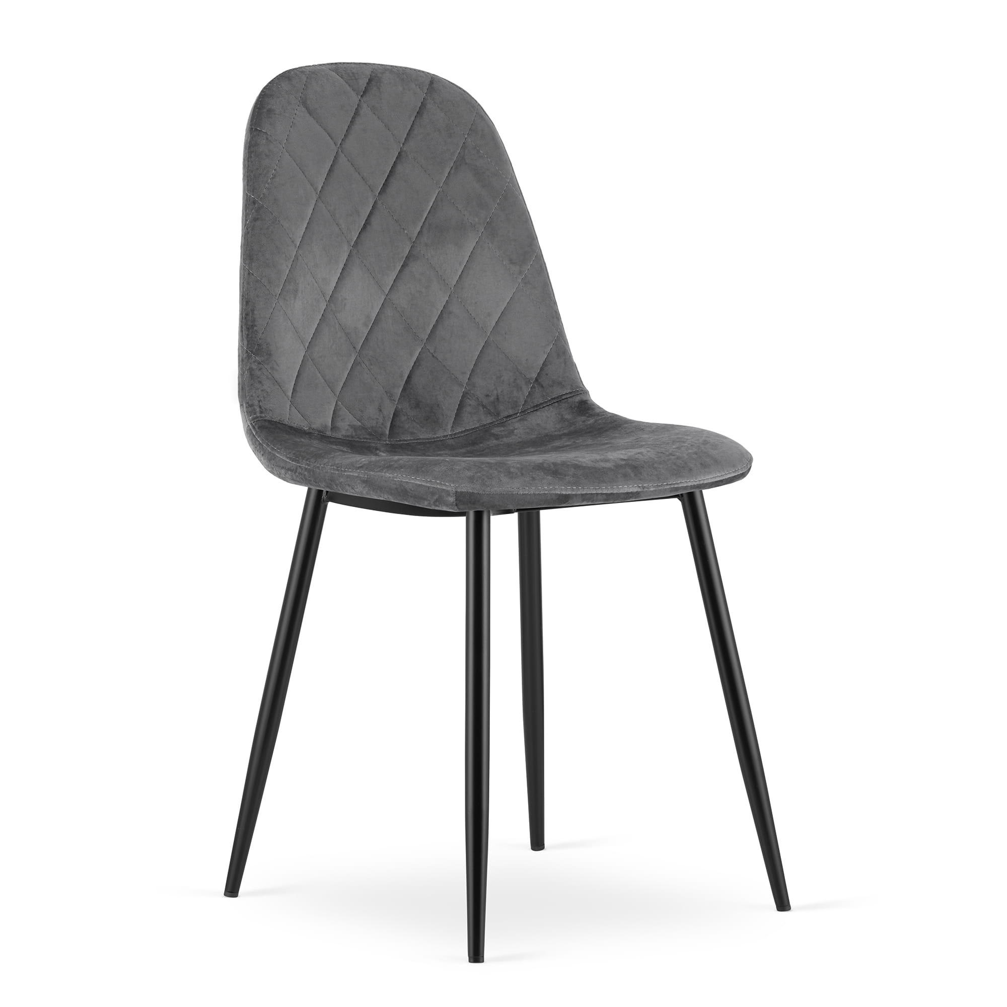 STUHL PIENZA 1 Stück, Grau, mit Samtstoff gepolstert - Anthrazit, Textil/Metall (45/88/51cm) - Komodee