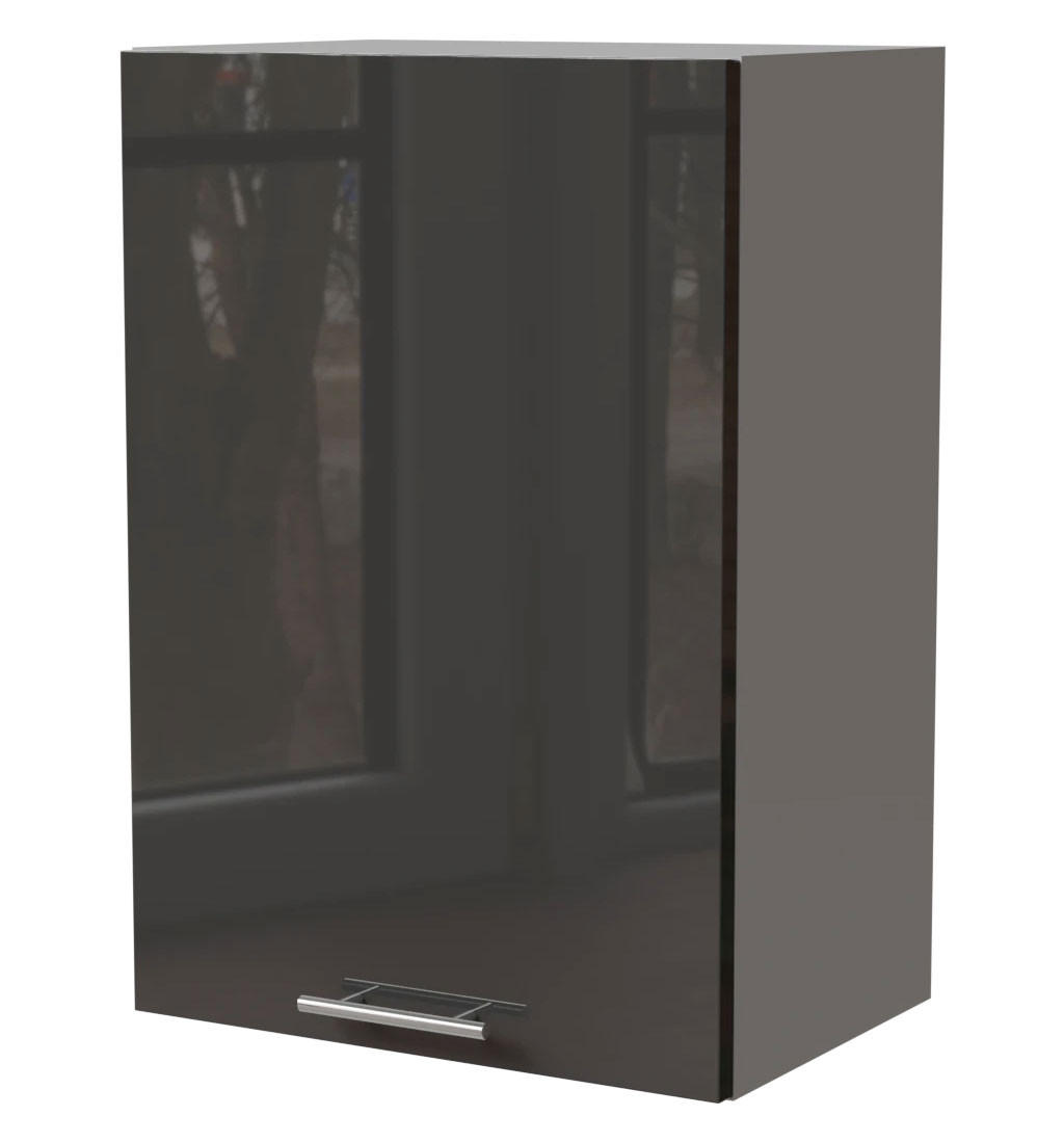 KÜCHENHÄNGESCHRANK Essen W2/50 Graphit Hochglanz / Grau Matt 50 / 32,5 / 72cm - Graphitfarben/Grau, Holz/Holzwerkstoff (50/72/32.5cm) - Feldmann-Wohnen