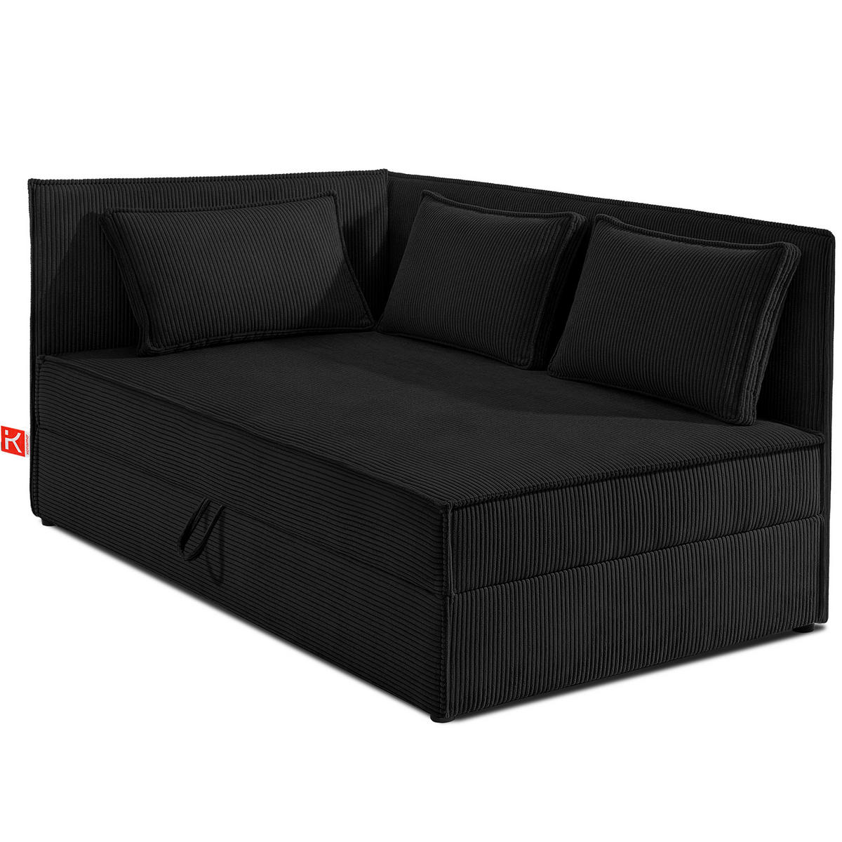 JUGENDBETT ROTI Einzelbett mit Bettkasten, 90x200cm, Bett mit Bonellmatratze, mit Rückenlehne - Schwarz, Holz/Holzwerkstoff (92/200cm) - KONSIMO®