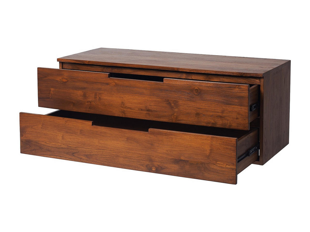 WASCHBECKENUNTERSCHRANK - 115 cm x 45 cm - Holz, Platte - Naturfarben Dunkel - BIMBING - Teakfarben, Holz (115/45/45cm) - Vente-Unique