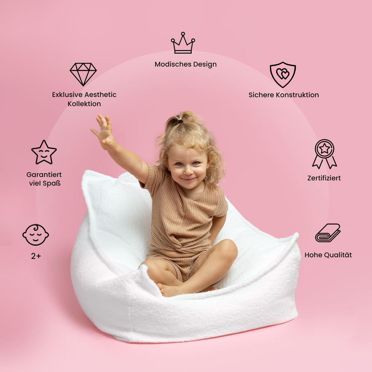 Thumbnail - MeowBaby Sitzsack, Dunkelgrau, Textil, 60x5x70 cm, Wohnzimmer, Hocker, Sitzsäcke, Kindersitzsäcke