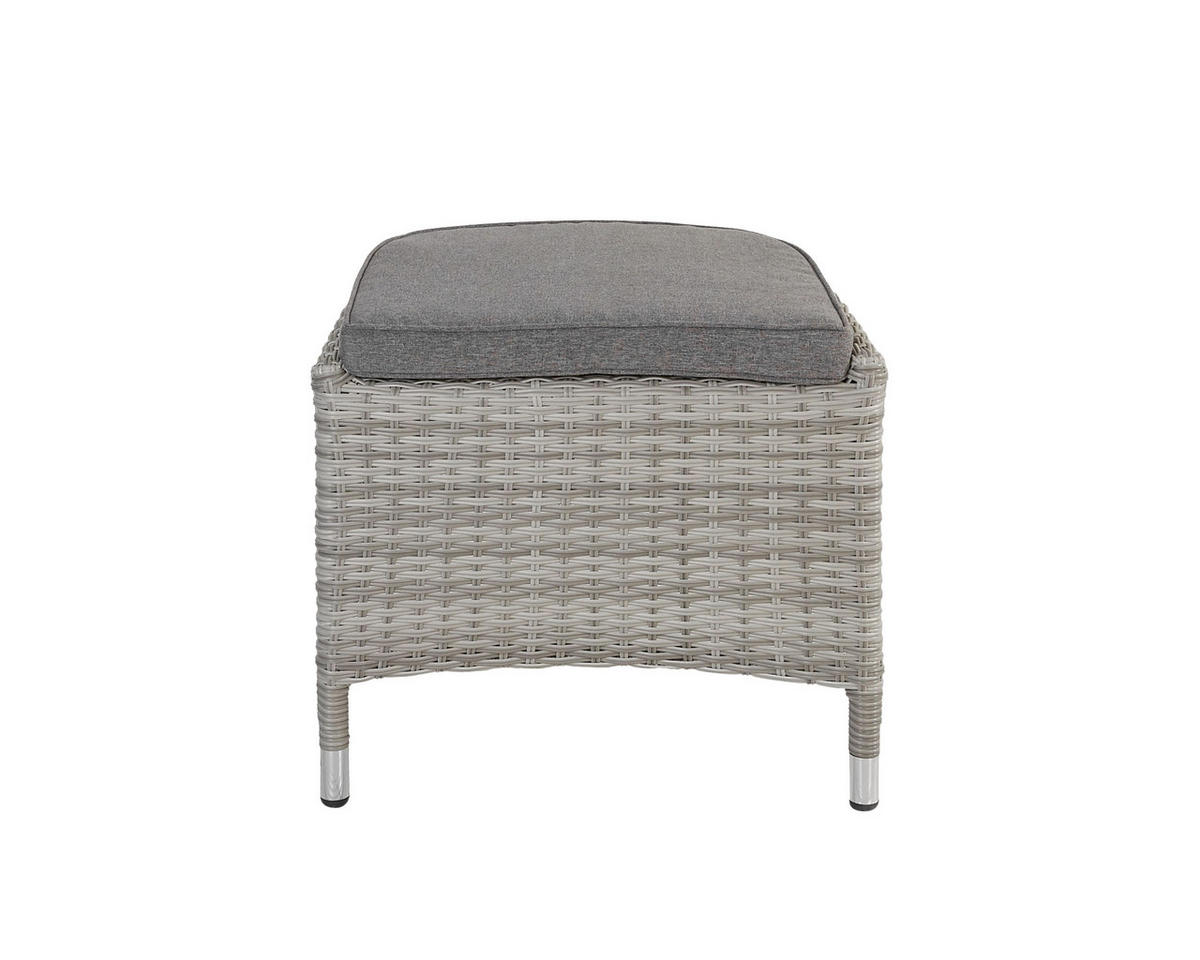 GARTENHOCKER Rio 57x50x44 cm, Polyrattan, Grau - Grau, Kunststoff (50/44/57cm) - dasmöbelwerk