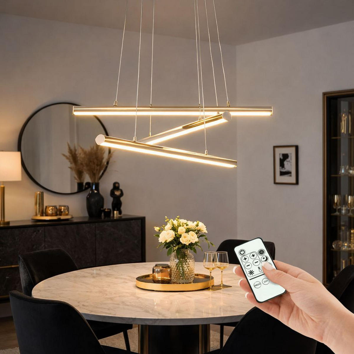 LED HÄNGELAMPE Terros Stahl Silber - Silberfarben, Metall (58/58/110cm)