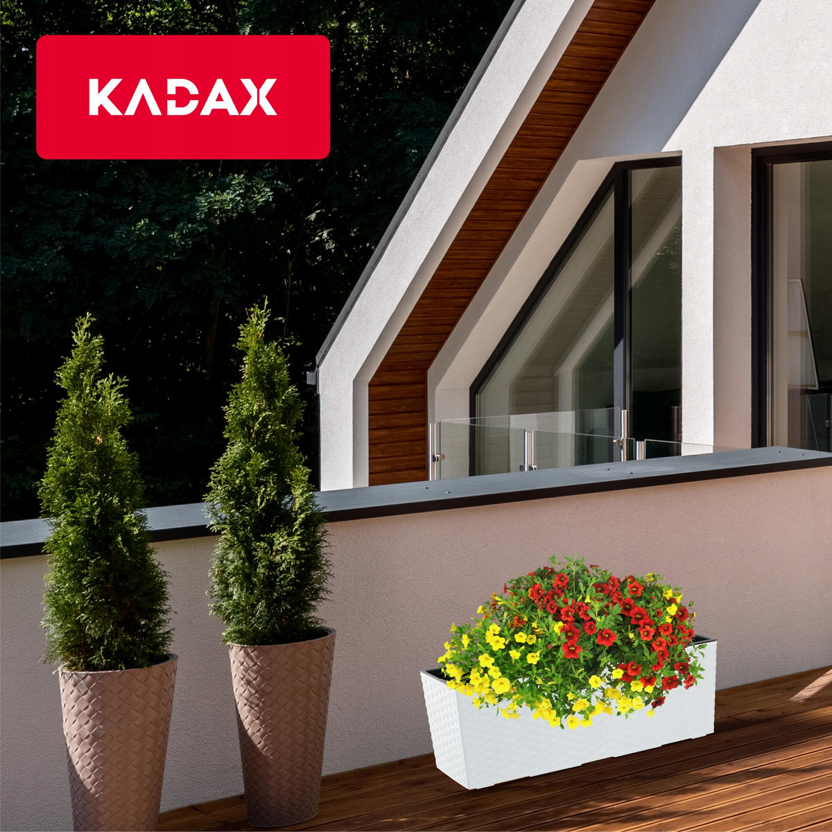 BLUMENKASTEN mit Einsatz 56 cm, Weiß - Weiß, Kunststoff - KADAX