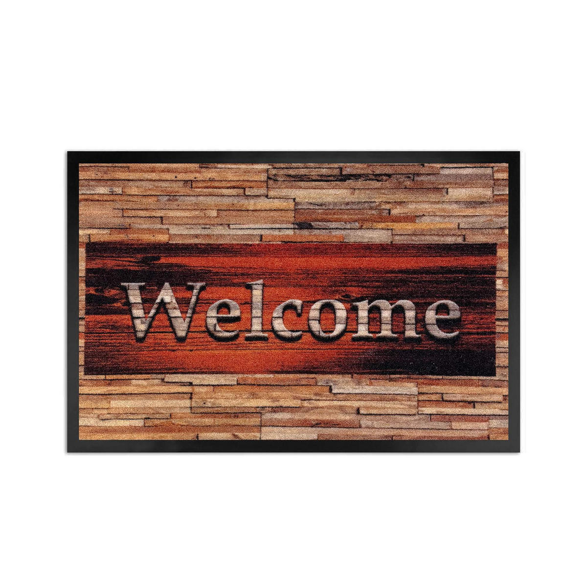FUSSMATTE FÜR INNEN & AUßEN HOLZ - Schwarz, Textil (50/70cm) - WohnDirect
