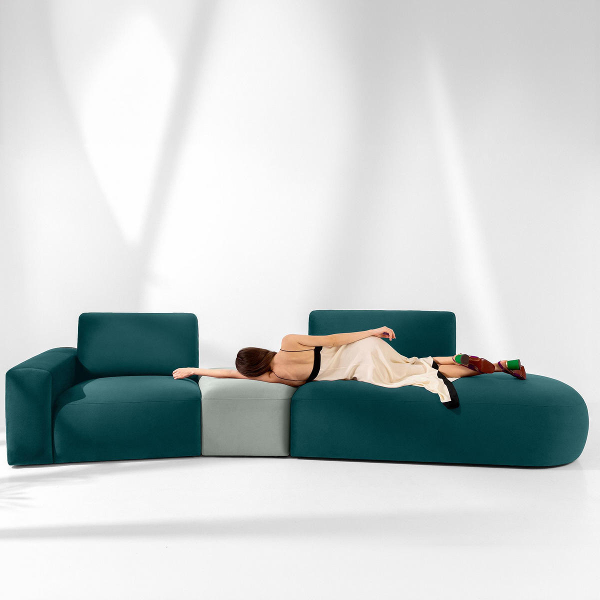 5-SITZER ECKSOFA ZUCCO Velour rechts, Mint - Mintgrün, Textil (430/84/105cm) - KONSIMO®