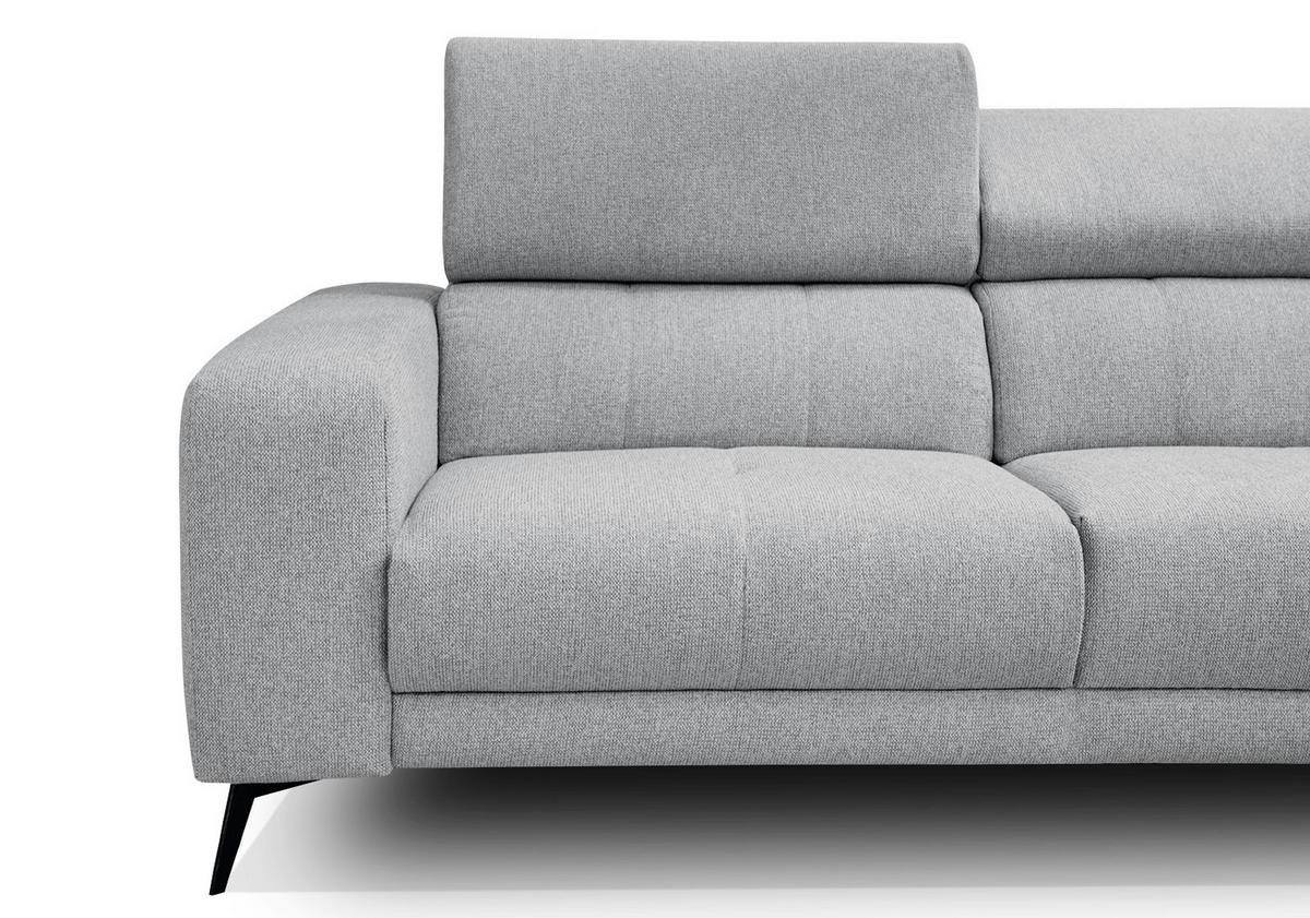 ECKSOFA MORELLO 5-Sitzer, silberfarben - Silberfarben/Schwarz, Holzwerkstoff/Textil (287/228cm) - Courtois Laville