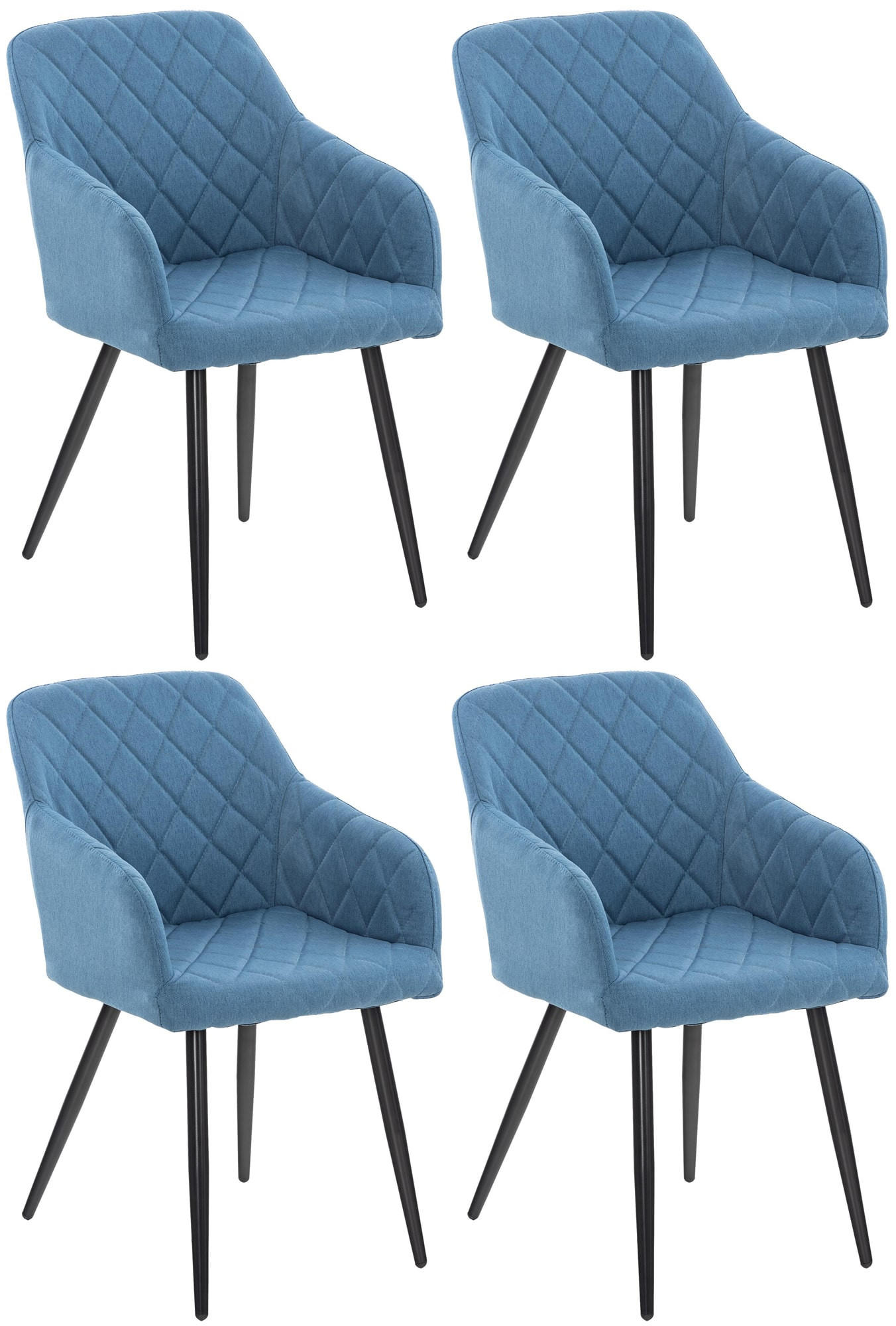 ARMLEHNENSTUHL 4er Set Stoff blau - Blau/Schwarz, Textil/Metall (47/84/44cm) - CLP