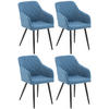 ARMLEHNENSTUHL 4er Set Stoff blau - Blau/Schwarz, Textil/Metall (47/84/44cm) - CLP