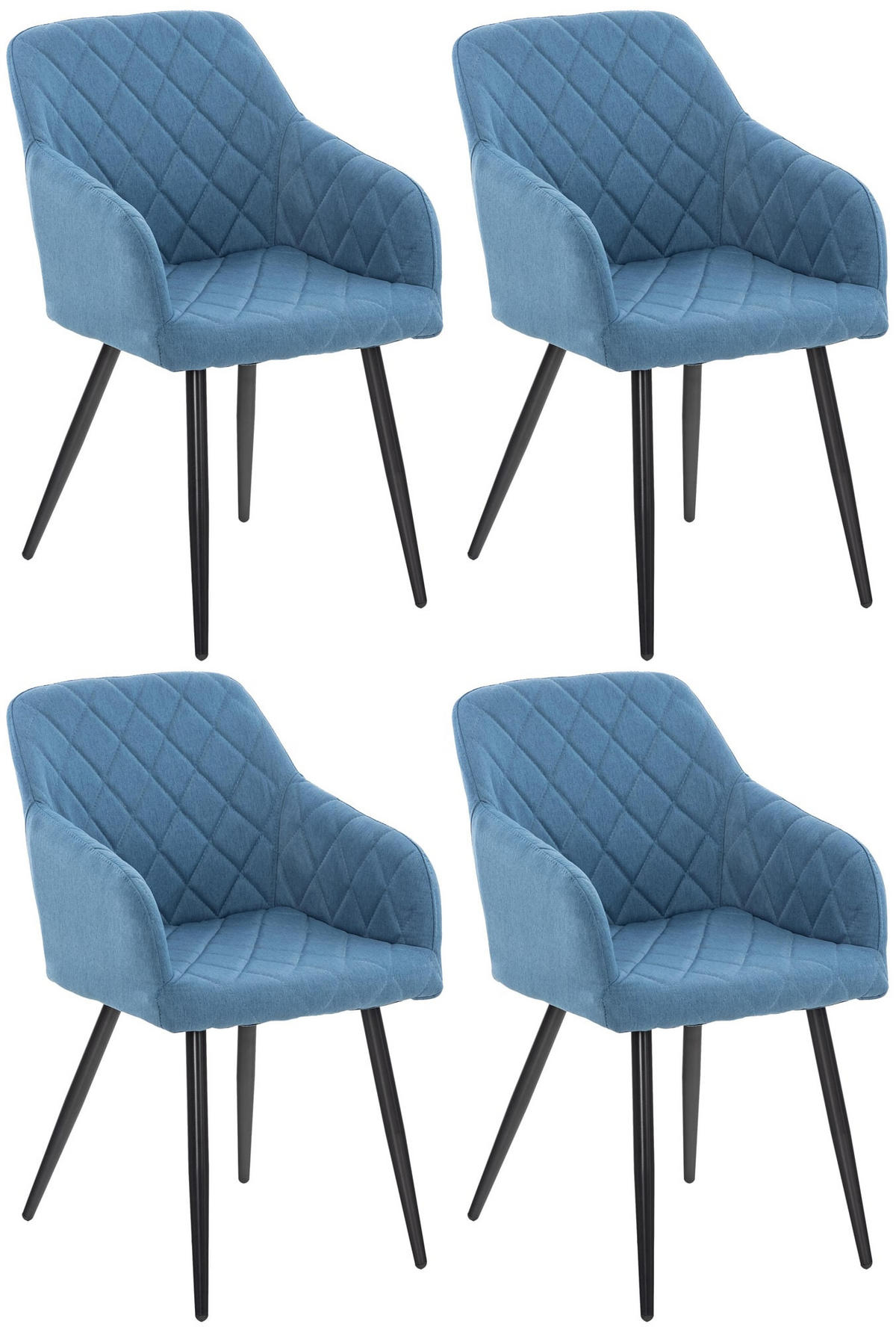 ARMLEHNENSTUHL 4er Set Stoff blau - Blau/Schwarz, Textil/Metall (47/84/44cm) - CLP