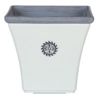 BLUMENTOPF weiß quadratisch 32/32/31 cm Elateia - Blau/Weiß, Stein (31cm) - Beliani
