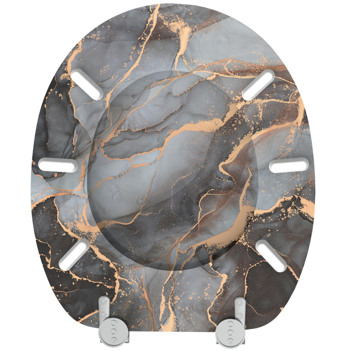 WC-SITZ Marmor Abstrakt - Braun, Holzwerkstoff (38/6/47cm) - Sanilo