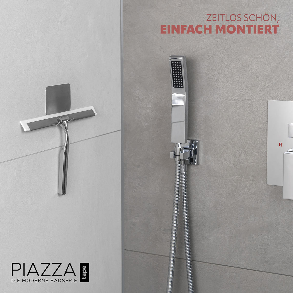 DUSCHABZIEHER PIAZZA TAPE schwarz - Edelstahlfarben, Metall (26.5/17.5/2.5cm) - bremermann