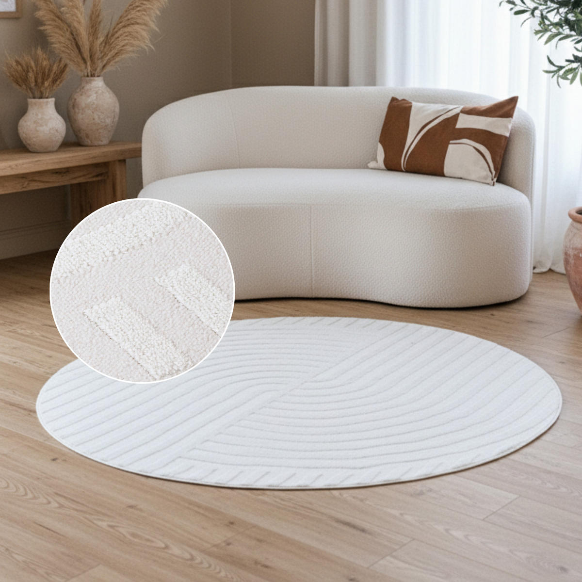 TEPPICH HYGGE Creme, rund 240/240 cm - Creme, Textil (240/240cm) - Tapiso