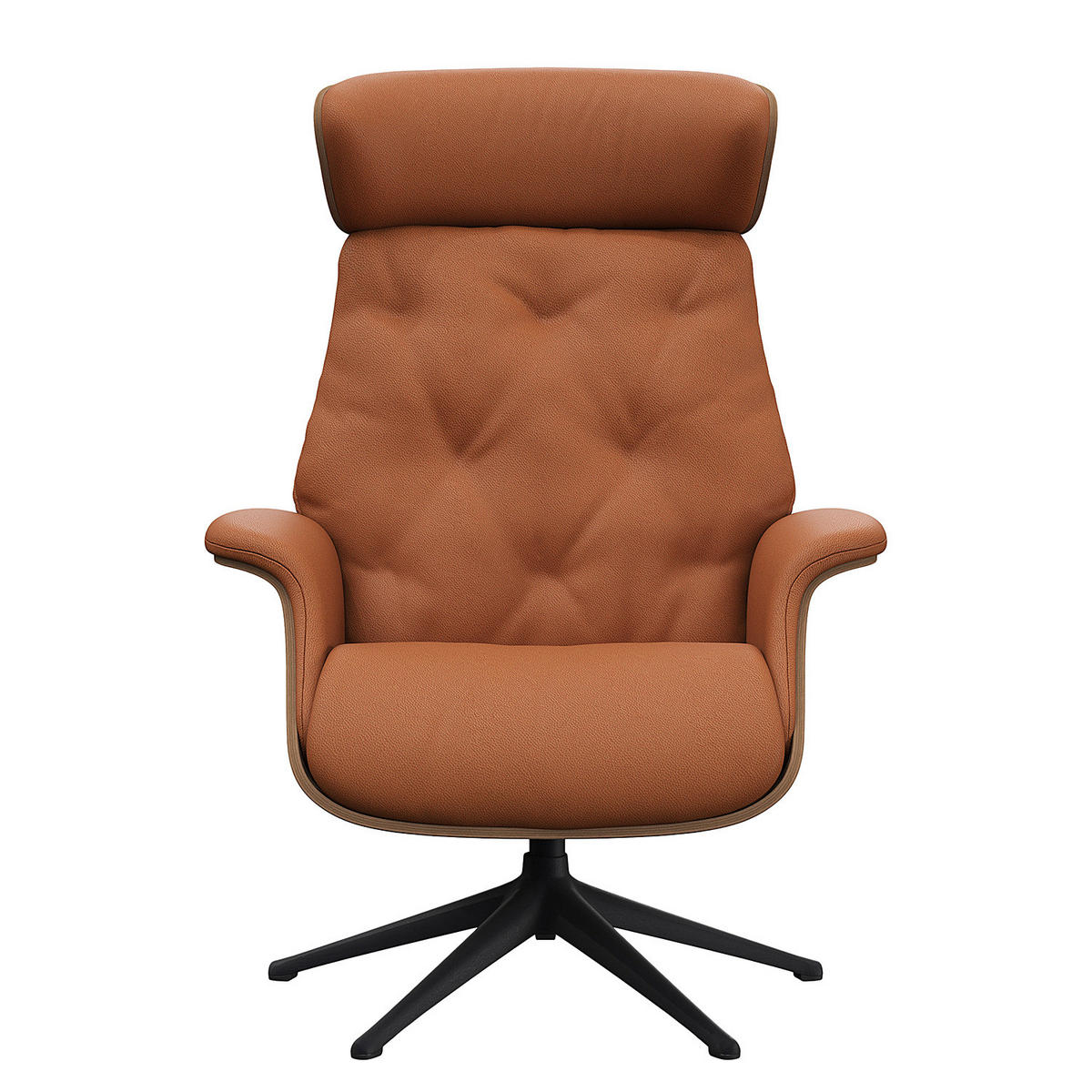 RELAXSESSEL - Echtleder - Kastanienfarben/Schwarz, Leder/Metall (83/118/83cm) - home24