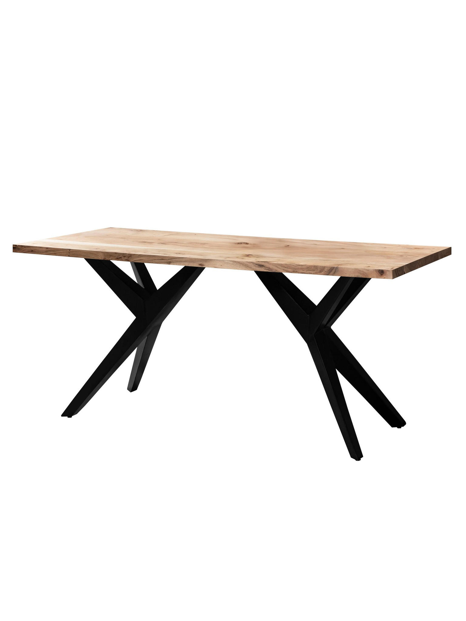 SCHREIBTISCH BLAVET, Akazie Massivholz, Akazie-Schwarz, 200 x 100 x 76 cm - Schwarz/Akaziefarben, Holz/Metall (100/200/76cm) - KADIMA DESIGN