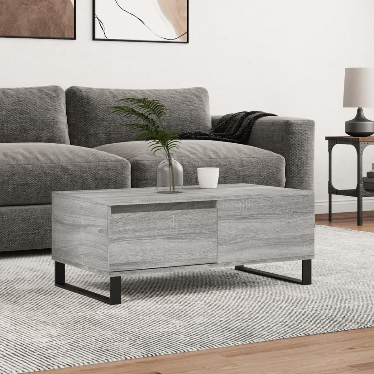 COUCHTISCH Grau Sonoma 90x50x36,5 cm Holzwerkstoff - Grau, Holzwerkstoff (50/90/36.5cm) - furnicato