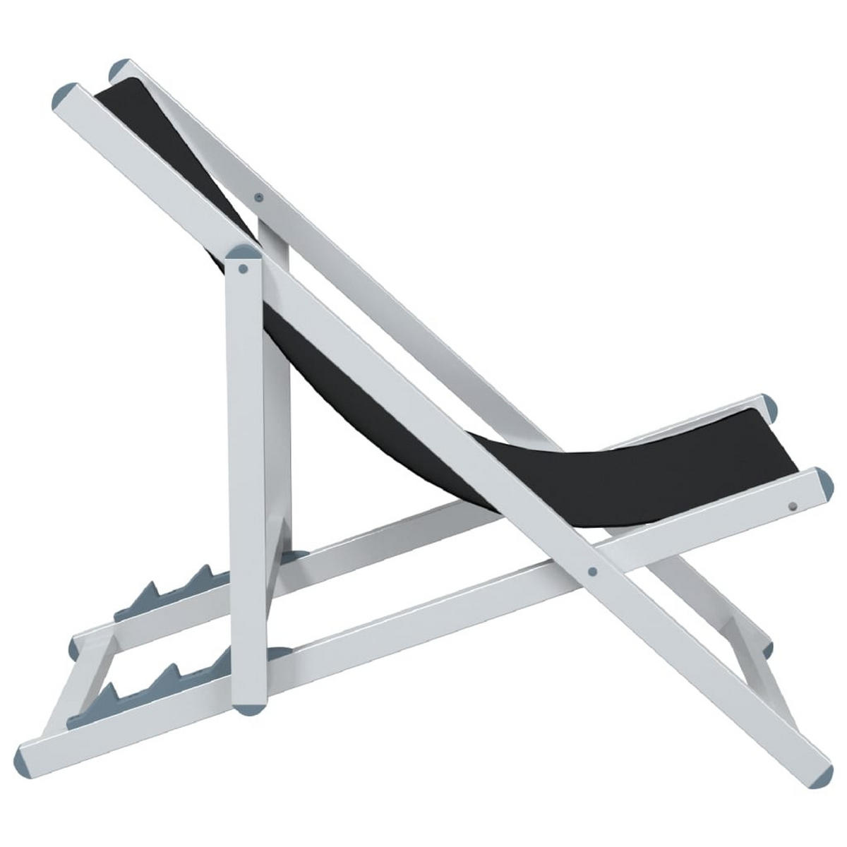 STRANDSTÜHLE 2Er Set Klappbar Schwarz Aluminium Und Textilene - Schwarz, Metall (57/80/97.5cm) - vidaXL