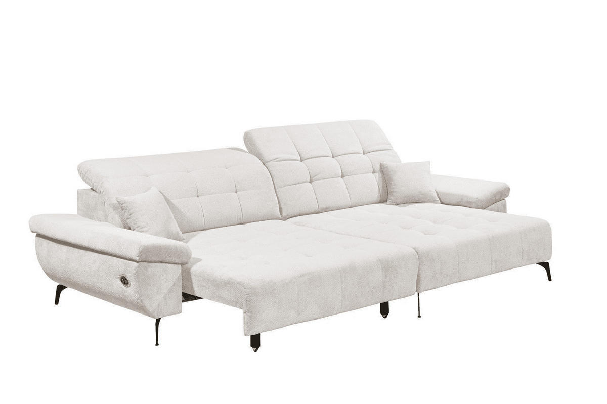 ECKSCHLAFSOFA mit Schlaffunktion & elektrischer Sitztiefenverstellung - Ecru/Beige, Holz/Holzwerkstoff (170/297cm) - ed exciting design