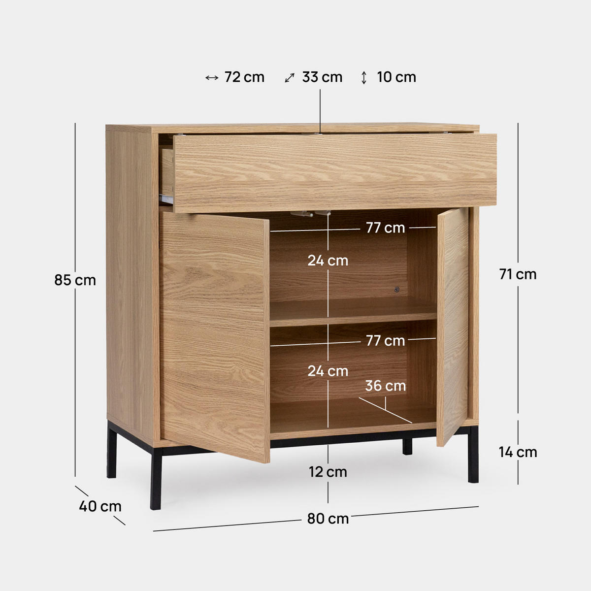 KOMMODE Remi Natürlich 80 cm x 85 cm - Naturfarben, Holzwerkstoff (80/85/40cm) - Klast Home