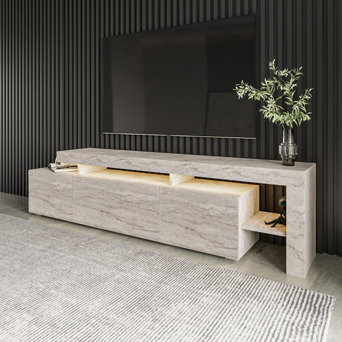 TV-MÖBEL Beliz Travertin - Beige, Holz (192/53/37cm) - Habitat Garten