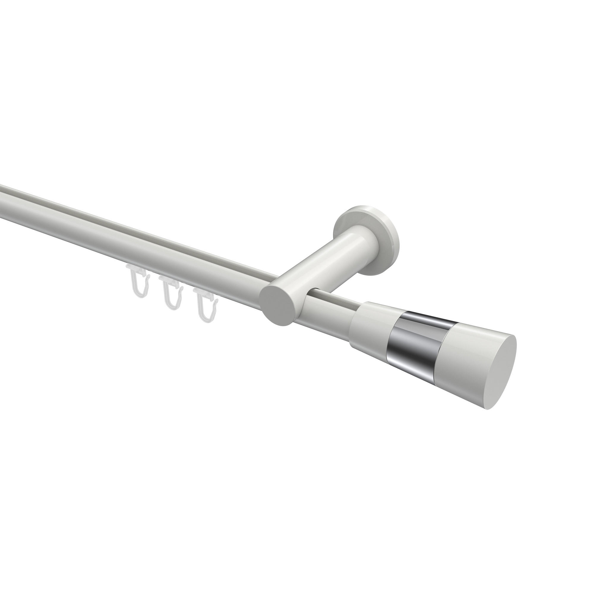 INNENLAUF-GARDINENSTANGEN-SET Platon Tanara 100 cm, 1-läufig, 20 mm Ø Weiß - Chromfarben/Weiß, Metall (100cm) - INTERDECO