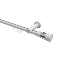 INNENLAUF-GARDINENSTANGEN-SET Platon Tanara 280 cm (geteilt in 2 x 140 cm), 1-läufig, 20 mm Ø Weiß - Chromfarben/Schwarz, Metall (280cm) - INTERDECO