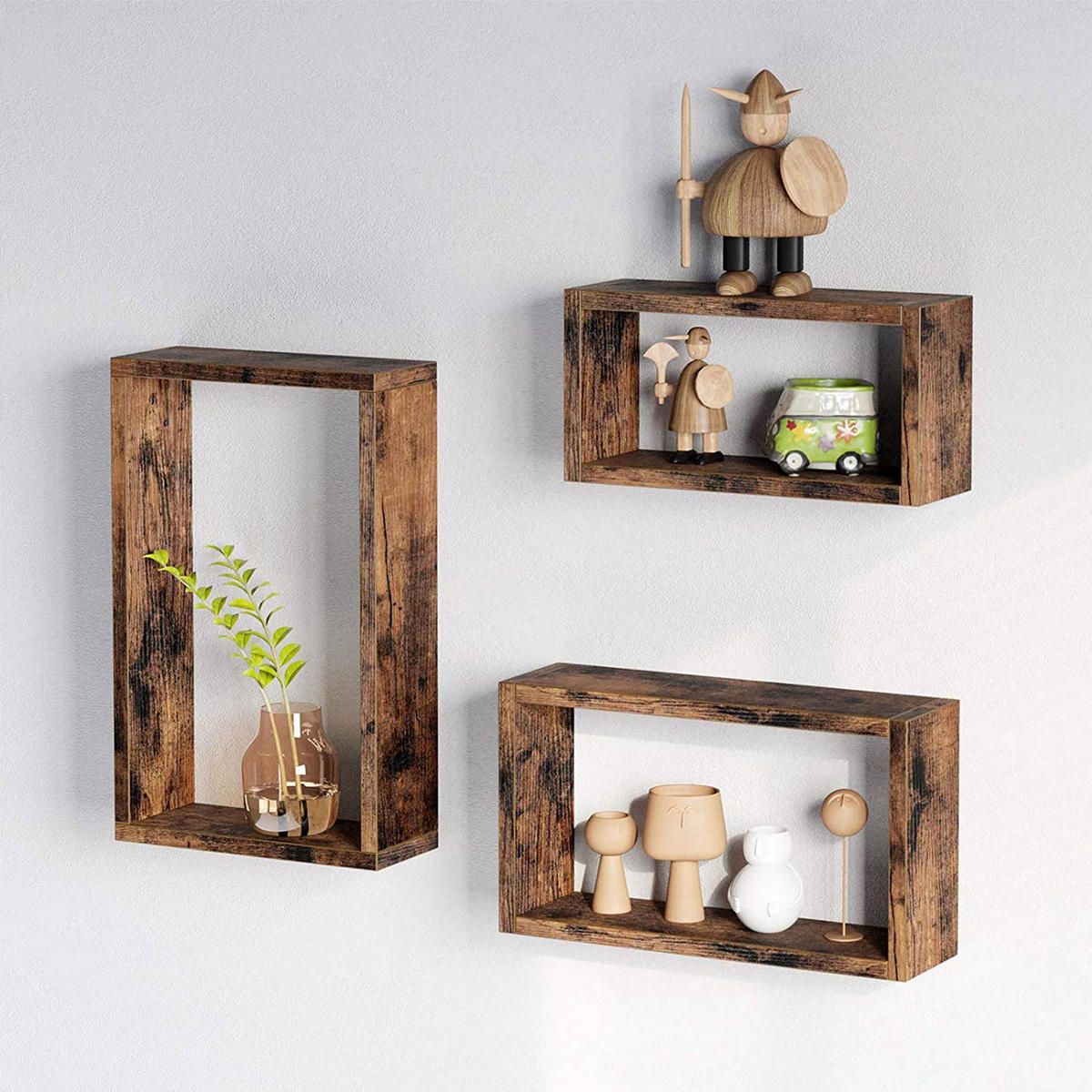 WANDREGAL SCHWEBEREGAL 3ER-SET - Braun, Holzwerkstoff (10/15/30cm) - Hansiro