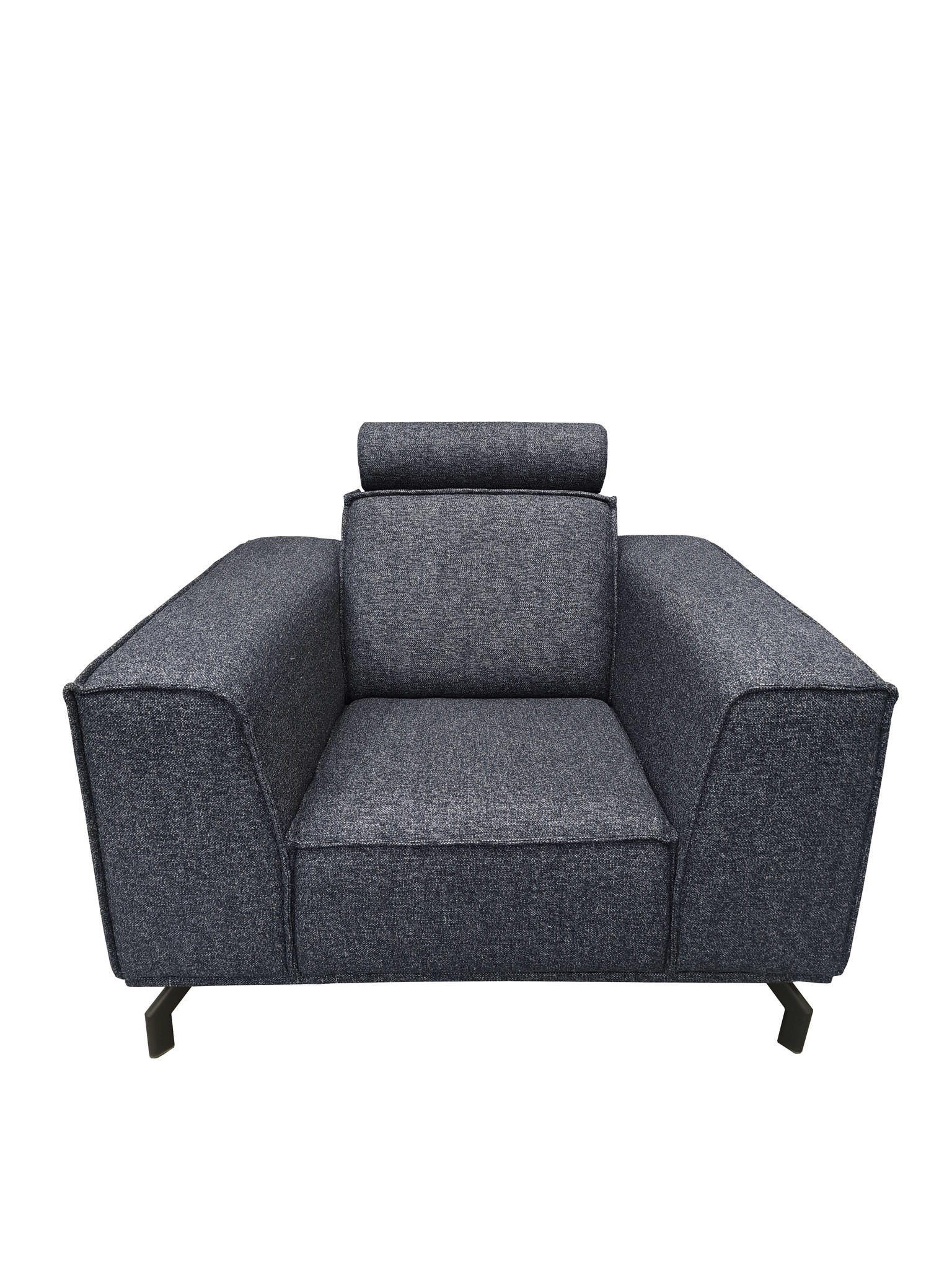 POLSTERSESSEL Selena - Marinenblau, Verstellbare Kopfstützen und Metall Füßen - Schwarz/Dunkelblau, Kunststoff/Textil (109/90/95cm) - KS Home Concept