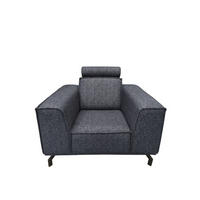 POLSTERSESSEL Selena - Marinenblau, Verstellbare Kopfstützen und Metall Füßen - Schwarz/Dunkelblau, Kunststoff/Textil (109/90/95cm) - KS Home Concept