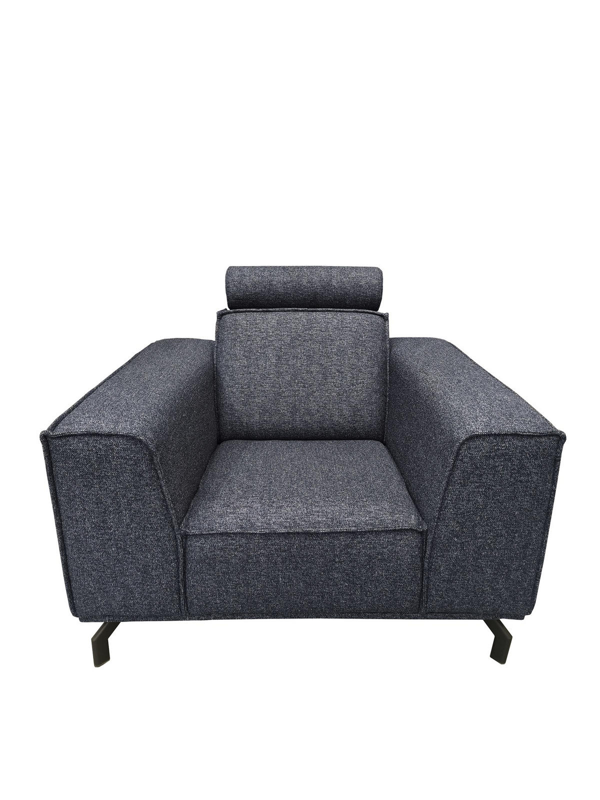 POLSTERSESSEL Selena - Marinenblau, Verstellbare Kopfstützen und Metall Füßen - Schwarz/Dunkelblau, Kunststoff/Textil (109/90/95cm) - KS Home Concept