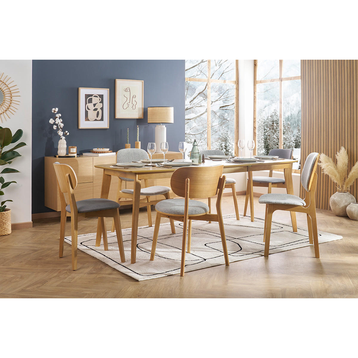 ESSTISCH Ausziehbar Skandinavisch Helles Holz L150-200 LEENA - Eiche Bianco, Holz (200/90/75cm) - Miliboo