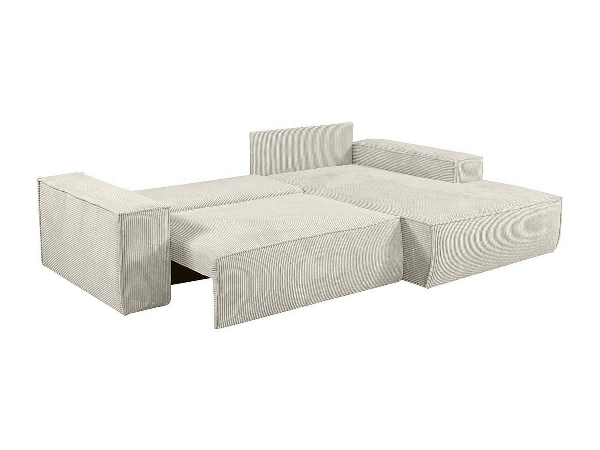 ECKSOFA mit Schlaffunktion - Ecke Rechts - Cord - Beige - AMELIA - Creme, Textil (267/167cm) - Vente-Unique