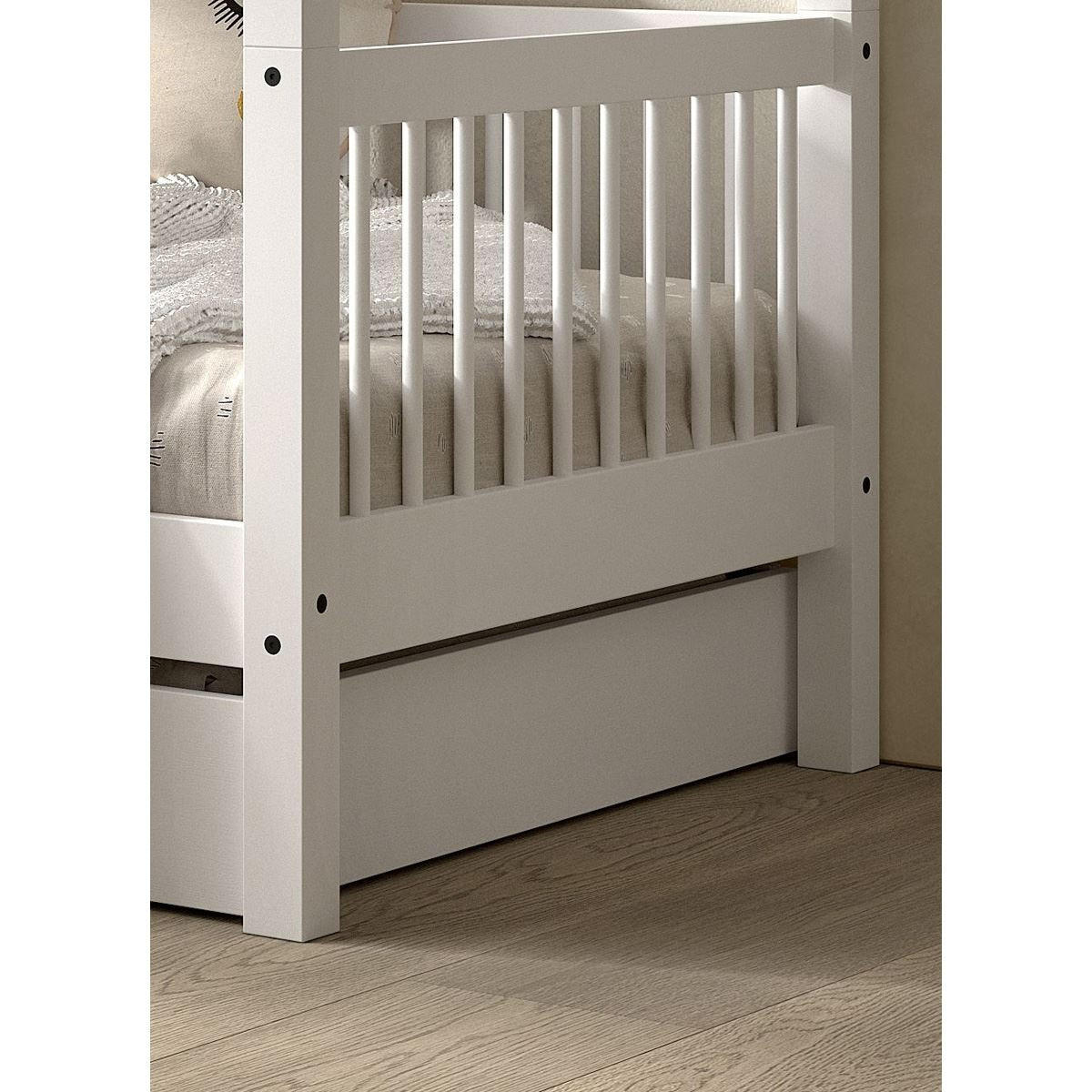 HAUSBETT 90x200 Keeley Buche Weiß Holz Schublade Komfort Stabil Design - Weiß, Holz (90/200cm) - 58aufmkessel