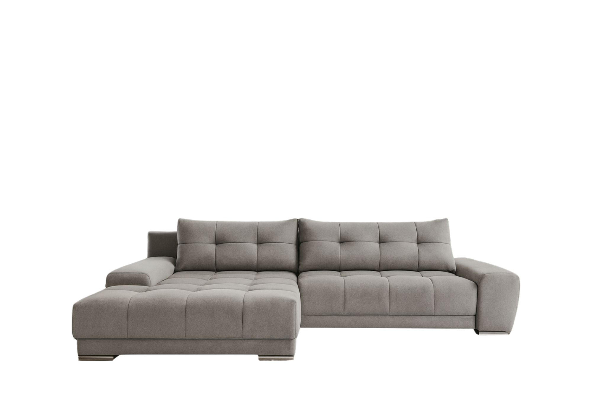 ECKSOFA WAVE Mit Schlaffunktion, Stoff SORO, Grau Links - Grau, Holz (105/281cm) - Kaiser Möbel