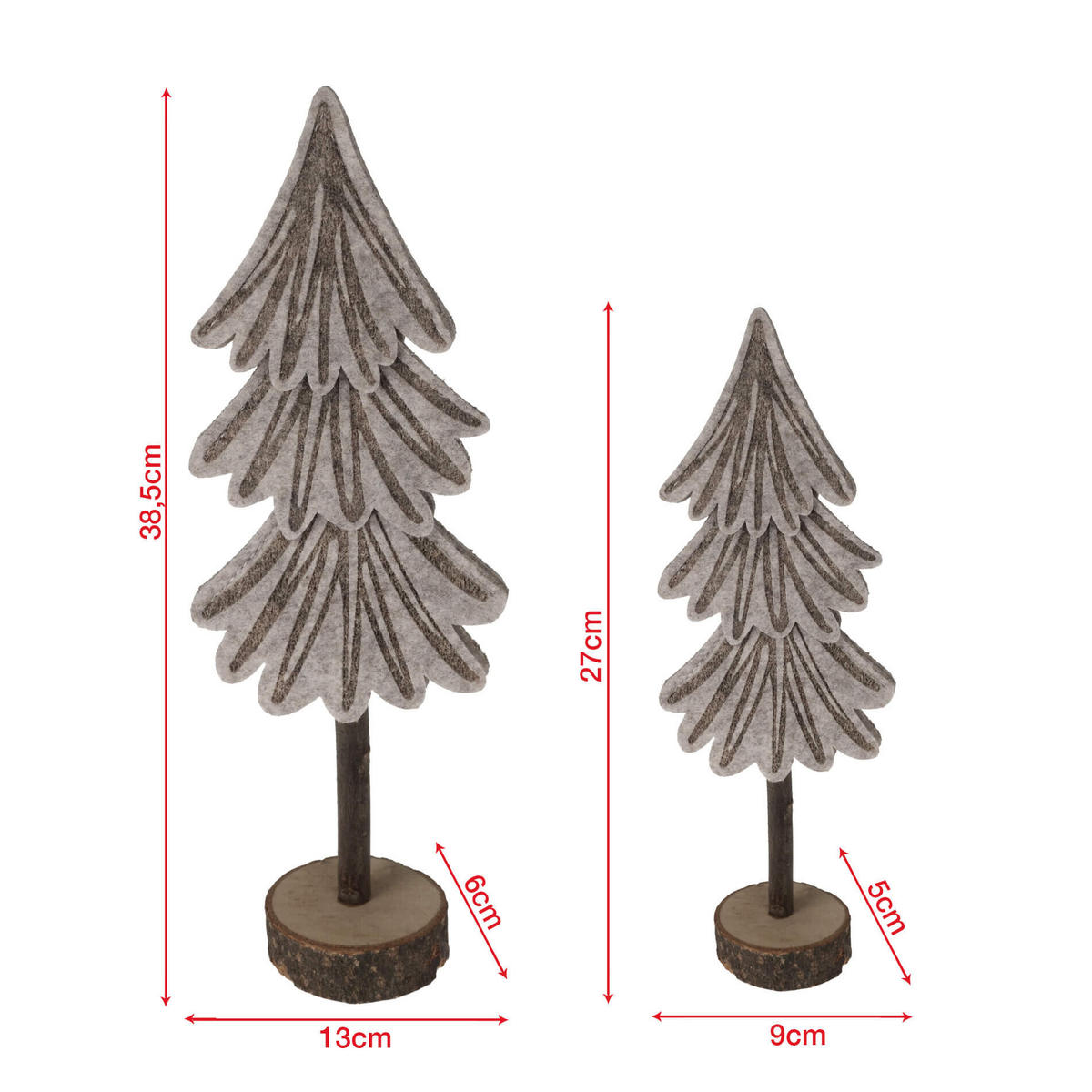 WEIHNACHTSBÄUMEN SET, 2 pieces Braun 6/13/39 cm - Braun, Naturmaterialen (6/39/13cm) - Mobili Rebecca