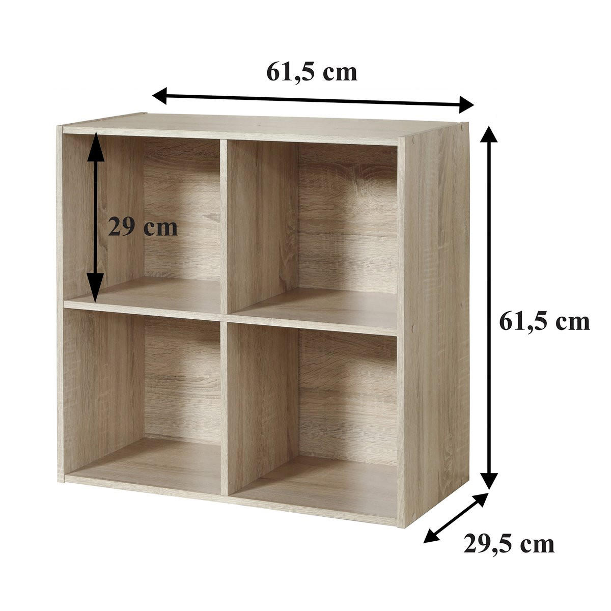 REGALMÖBEL 4 fächer 29,5/61,5/29,5 cm - Eichefarben, Holzwerkstoff (61.5/61.5/29.5cm) - Calicosy