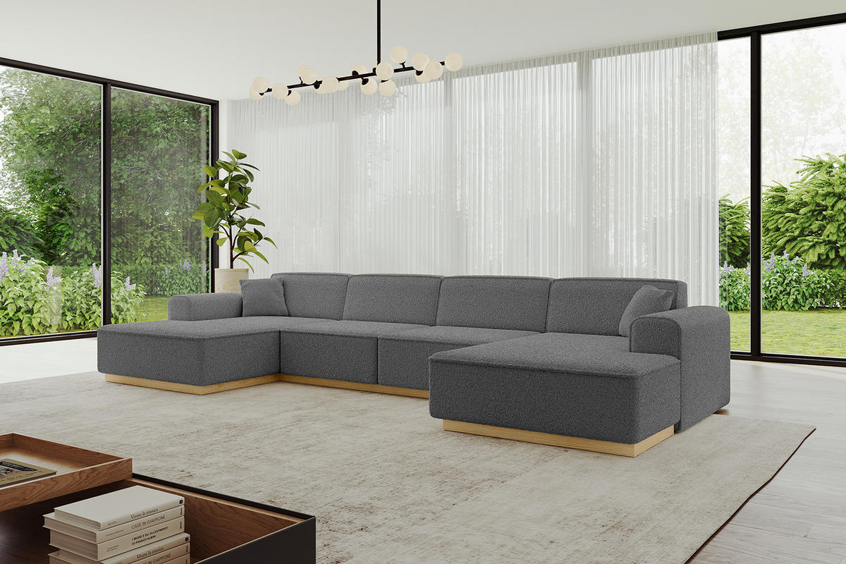 WOHNLANDSCHAFT IREA-U2-v2 - 382x165x81 cm Grau - Grau, Holzwerkstoff/Textil (382/81/165cm) - ALTDECOR