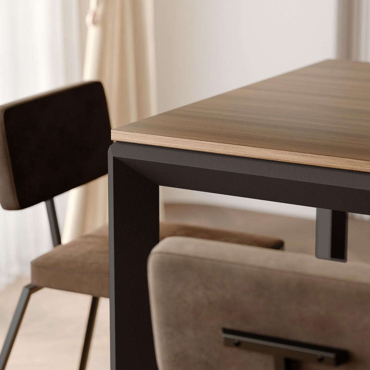 AUSZIEHTISCH FARO 180-270/90/76 cm, Franklin-Nussbaum / Schwarz - Nussbaumfarben/Schwarz, Holzwerkstoff/Metall (90/180/76cm) - Idohome