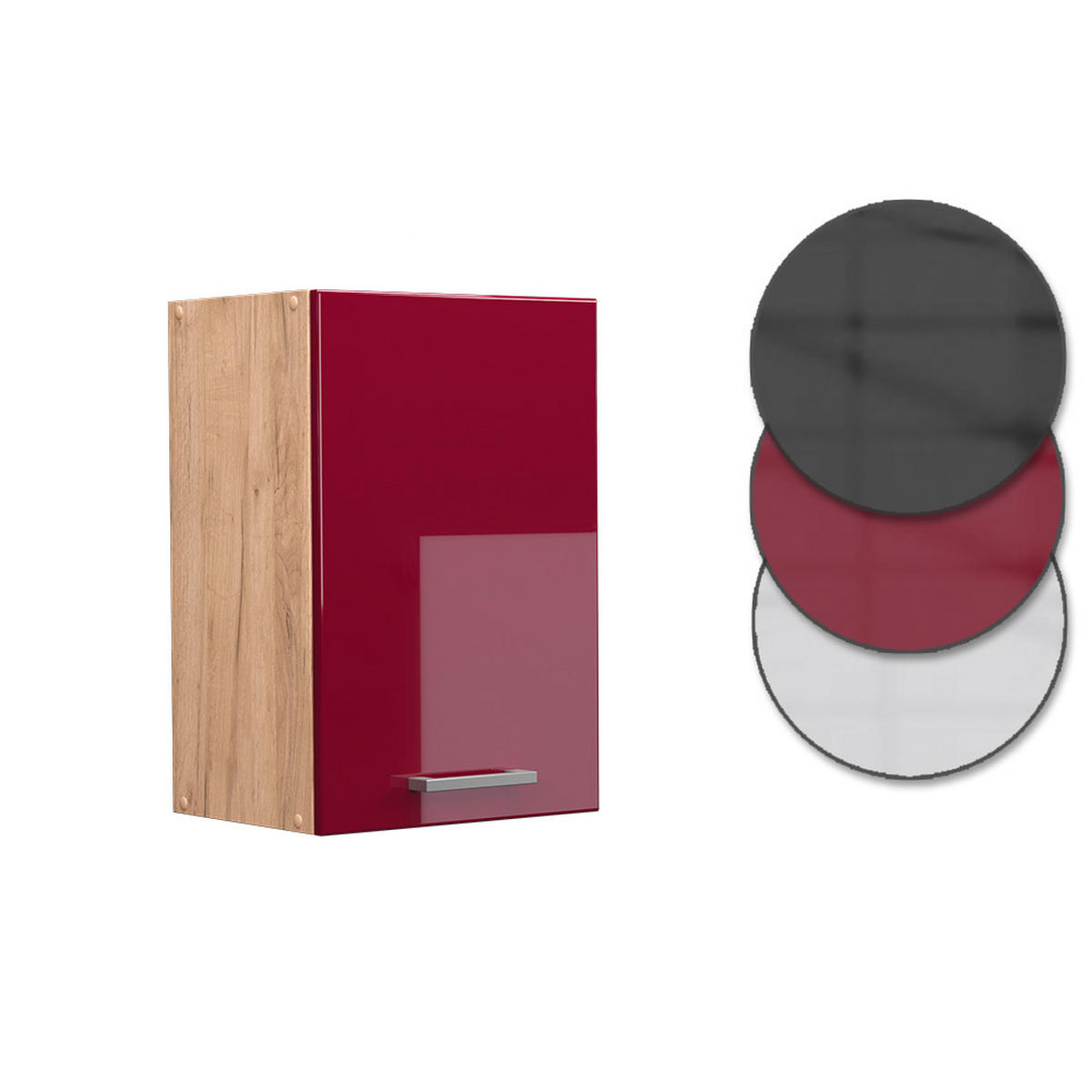HÄNGESCHRANK R-Line Rot Hochglanz 40 cm - Honigeiche/Bordeaux, Holzwerkstoff (40/60/31cm) - Vicco