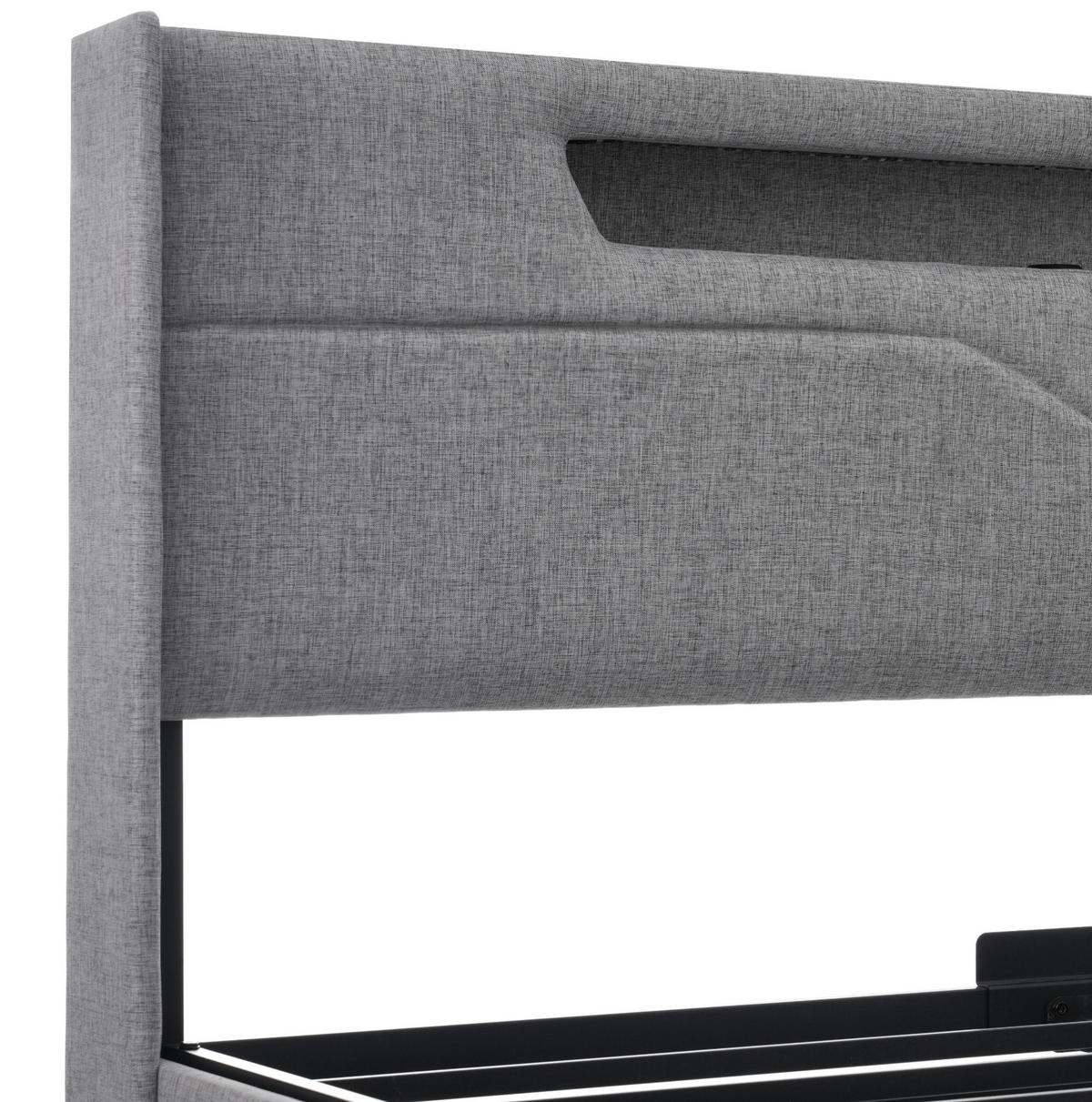 POLSTERBETT mit Matratze, LED und USB 140x200 cm Leinen Grau - Grau, Metall (140/200cm) - Meubliv
