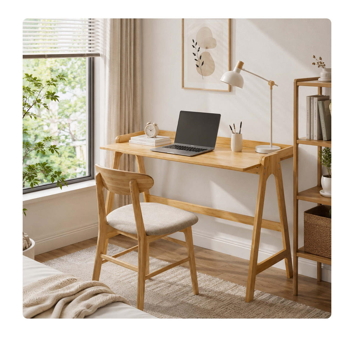 SKRIVBORD natur fanér 81,5 cm - Ljusbrun, Trä (48.5/107/81.5cm) - Relaxdays
