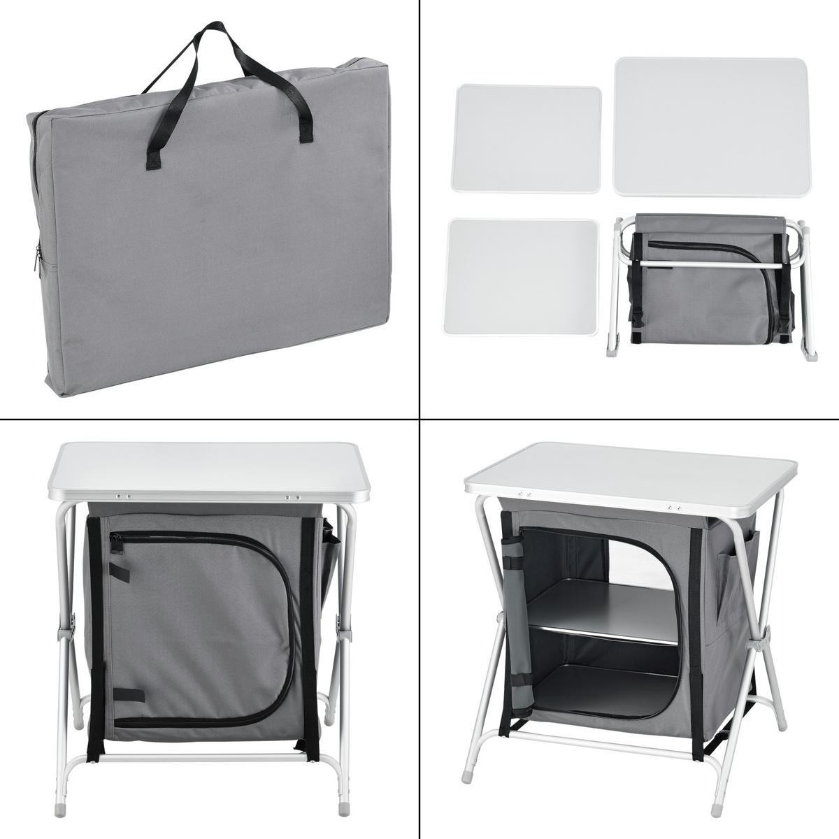 CAMPINGSCHRANK Tullinge - Grau, Textil/Metall (45/60/64cm) - [en.casa]