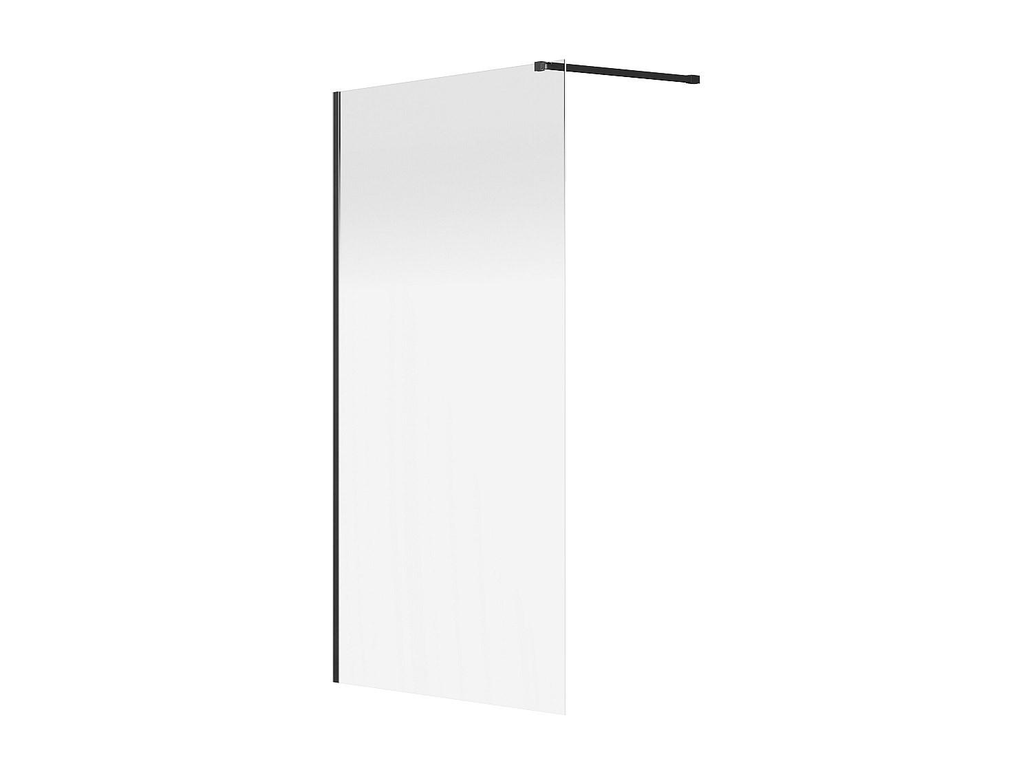 DUSCHWAND - 120 cm x 0.6 cm - Metall, Glas - Schwarz - POMARO - Schwarz, Glas/Metall (120/200cm) - Vente-Unique