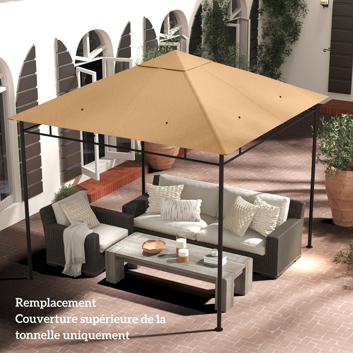 ERSATZDACH, 3x3 m für Gartenlaube, beige, Polyester 180 g/m², UV-beständig - Multicolor, Kunststoff (298/0.1/295cm) - FORIOUS