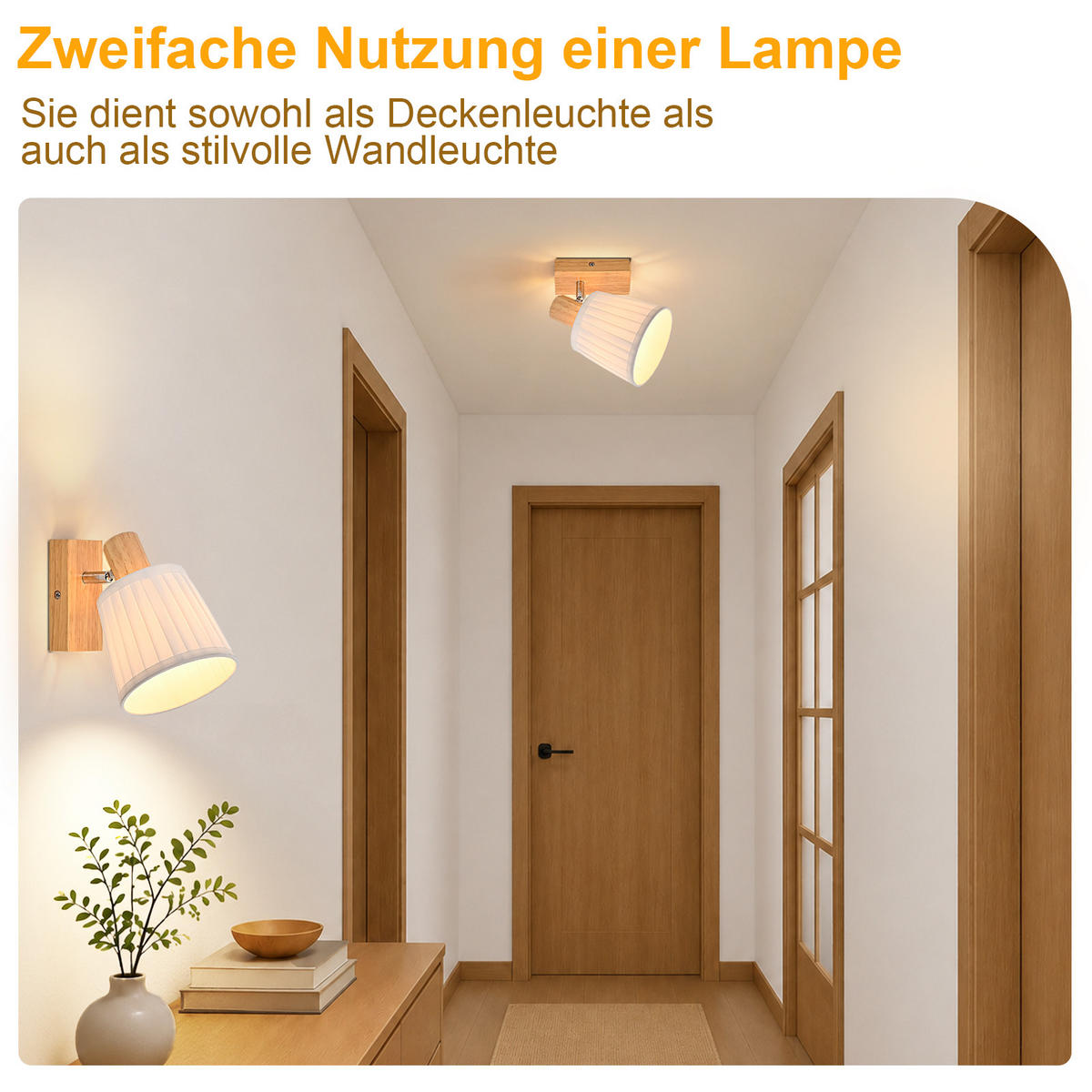 DECKENSTRAHLER Feuerfänger II 20x13x16cm - Braun, Holz (20/13/16cm) - Nettlife