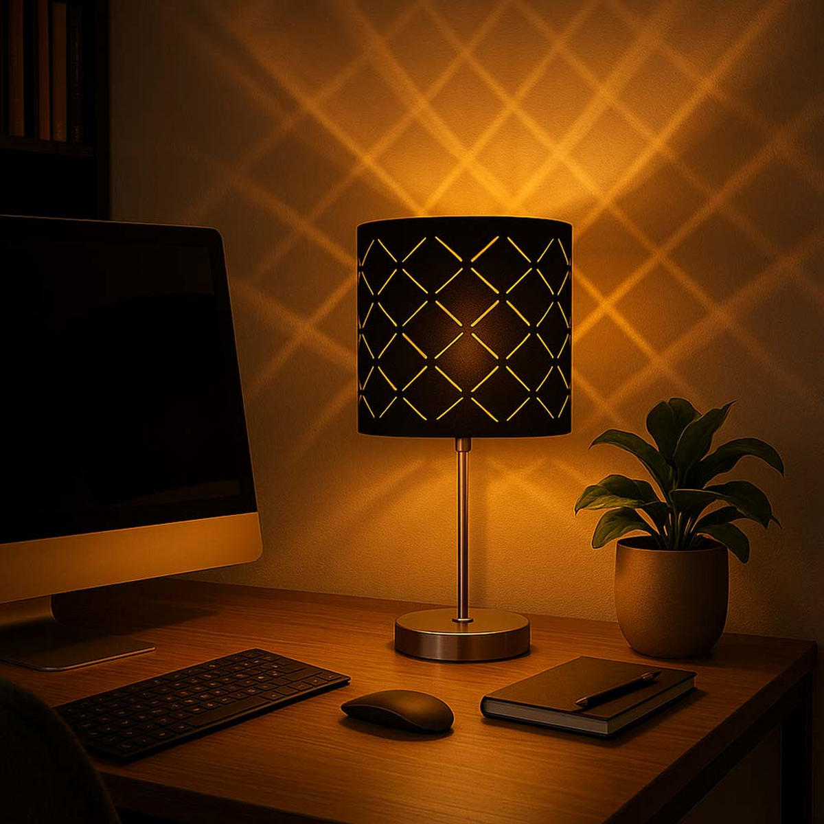 LED TISCHLEUCHTE Clarke Textil Schwarz - Schwarz, Textil (15/15/35cm) - Globo Lighting